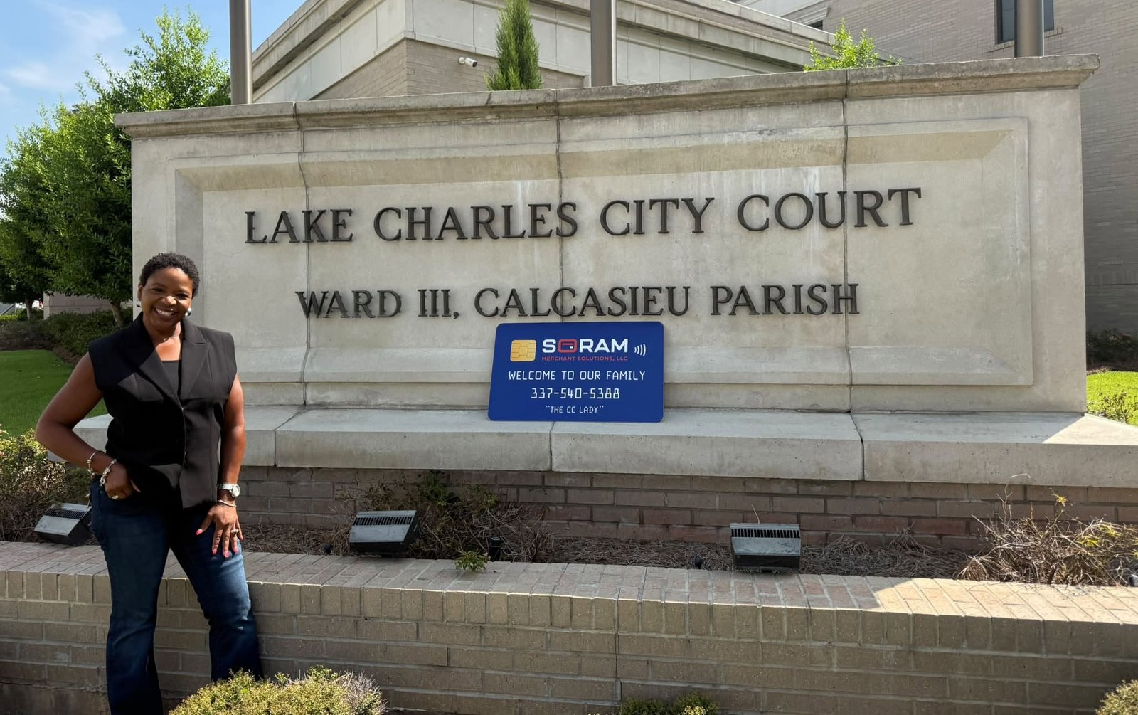 Lynn Soram outside Lake Charles City Court, Ward III, Calcasieu Parish