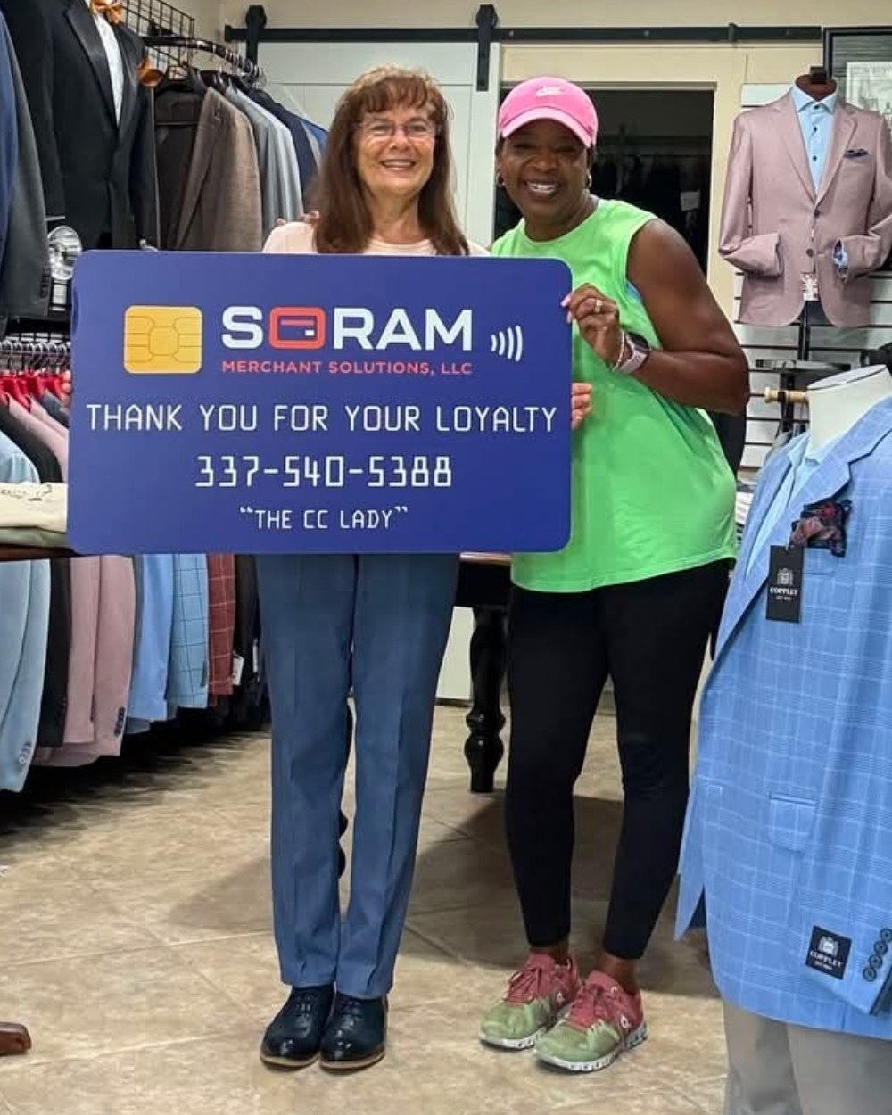 Lynn Soram, The CC Lady, with a Lake Charles merchant