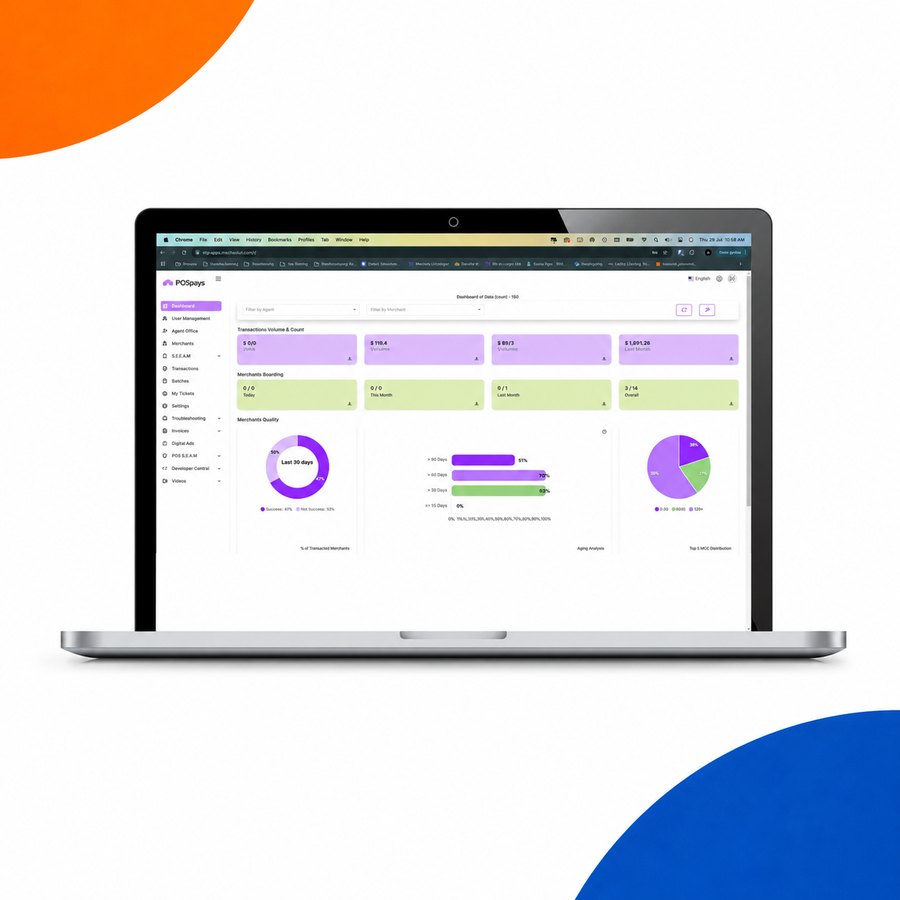 Online payment gateway dashboard on a laptop